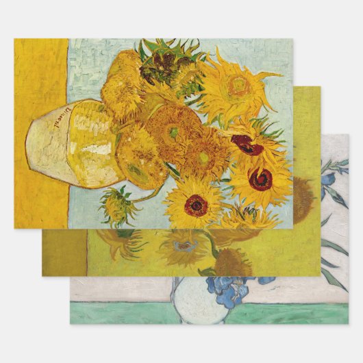 Feuille De Papier Cadeau Vincent Van Gogh 12 Tournesols Impressionniste (Lot)