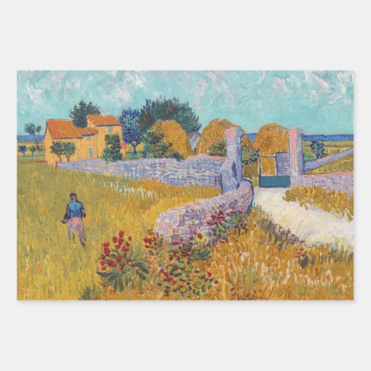 Feuille De Papier Cadeau Vincent van Gogh - Ferme en Provence (Devant)