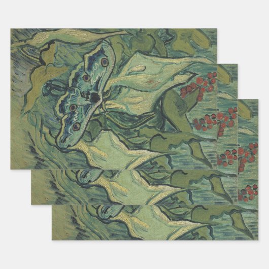Feuille De Papier Cadeau Vincent van Gogh - Grand paon de nuit (Lot)