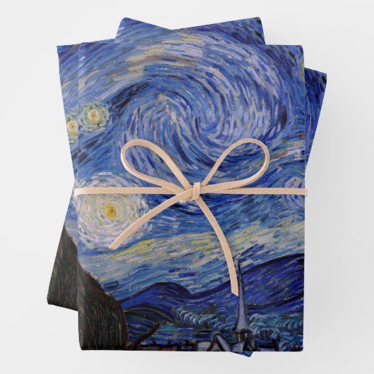 Feuille De Papier Cadeau Vincent Van Gogh - La nuit étoilée (En situation)