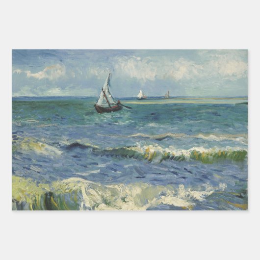 Feuille De Papier Cadeau Vincent van Gogh - Marine près de Saintes Maries (Devant)