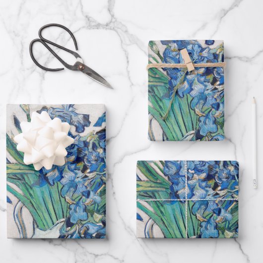 Feuille De Papier Cadeau Vincent van Gogh - Nature morte : Vase avec iris (Recto)