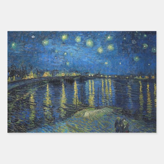 Feuille De Papier Cadeau Vincent van Gogh - Nuit étoilée sur le Rhône (Devant)