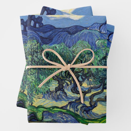 Feuille De Papier Cadeau Vincent van Gogh - Oliviers aux Alpilles (En situation)