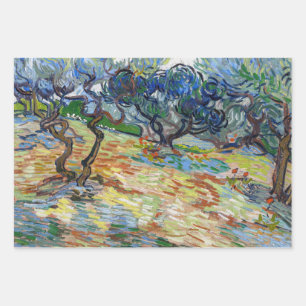 Feuille De Papier Cadeau Vincent van Gogh - Oliviers : Ciel bleu vif