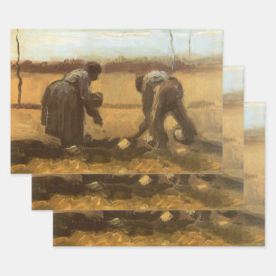 Feuille De Papier Cadeau Vincent van Gogh - Paysans plantant des pommes de 