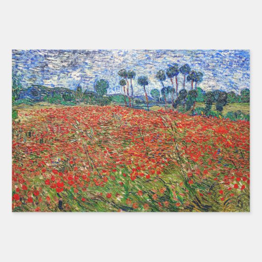 Feuille De Papier Cadeau Vincent van Gogh - Poppy Field (Devant)