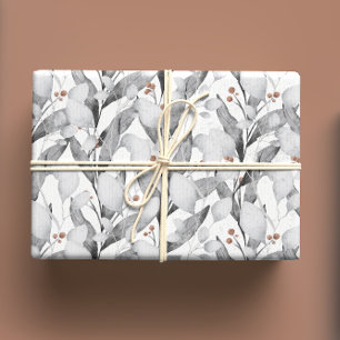 Feuille De Papier Cadeau Vins blancs d'hiver Aquarelle Botanique