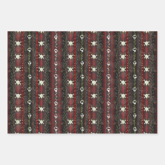 Feuille De Papier Cadeau Vins O' Death Samhain Halloween Noël Crâne (Devant)