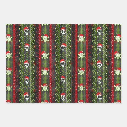 Feuille De Papier Cadeau Vins O' Debout Crâne de Noël Squelette de Noël Squ (Devant)