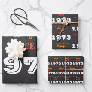 Feuille De Papier Cadeau Vintage 1973 Edition Limitée Anniversaire 53e