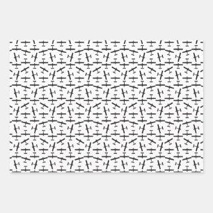 Feuille De Papier Cadeau Vintage avion SilhouetteCUSTOM COULEUR ARRIÈRE - P