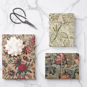Feuille De Papier Cadeau Vintage Broderie Antique Florale Ameublement