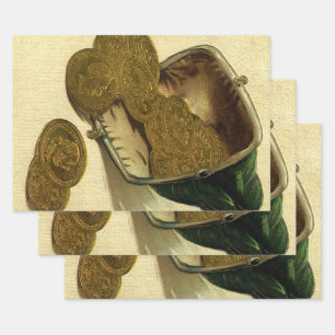 Feuille De Papier Cadeau Vintage Business Finance, Gold Coin Money en bours