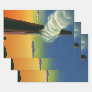 Feuille De Papier Cadeau Vintage Business, Steam Whistler Factory Sunrise