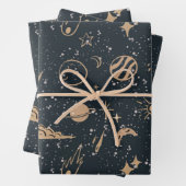 Feuille De Papier Cadeau Vintage Celestial Space Pattern (En situation)