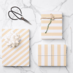 Feuille De Papier Cadeau Vintage Classic tons jaune et blanc rayé