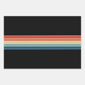 Feuille De Papier Cadeau Vintage coloré les années 70 rayures (Devant 2)