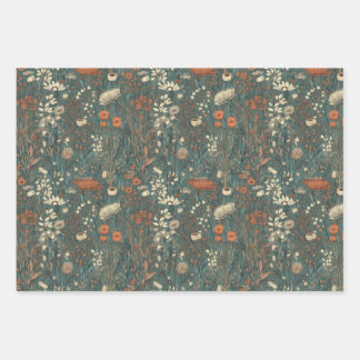 Feuille De Papier Cadeau Vintage, floral, couleurs douces, champ de fleurs 