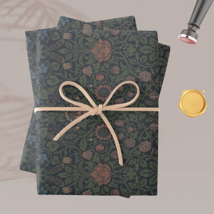 Feuille De Papier Cadeau Vintage Floral William Morris Violet Columbine Wra