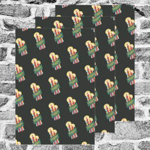 Feuille De Papier Cadeau Vintage Motif de Noël, Candles Holiday Cheer
