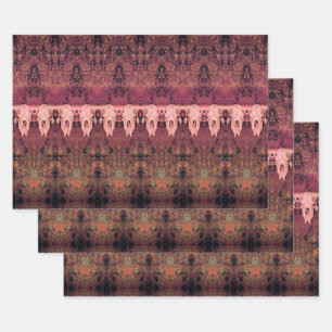 Feuille De Papier Cadeau Vintage Motif tribal Brown Taureau rose