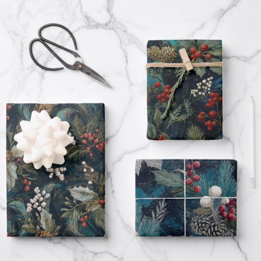 Feuille De Papier Cadeau Vintage Noël Élégant Éclairage (Recto)