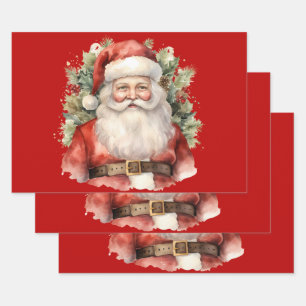 Feuille De Papier Cadeau Vintage Noël Père Noël Souriant