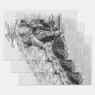 Feuille De Papier Cadeau Vintage Pirates, sir Henry Morgan dans l'océan