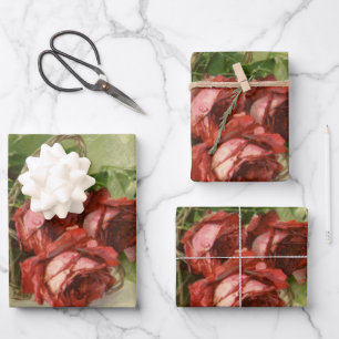 Feuille De Papier Cadeau Vintage Saint Valentin Amour, Crimson Red Roses