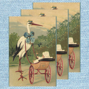 Feuille De Papier Cadeau Vintage Victorian Stork and Baby Carrie