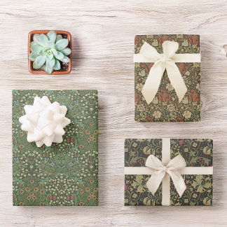 Feuille De Papier Cadeau Vintage William Morris Motif Floral Vert