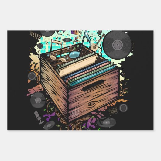 Feuille De Papier Cadeau Vinyl Crate (Devant 2)