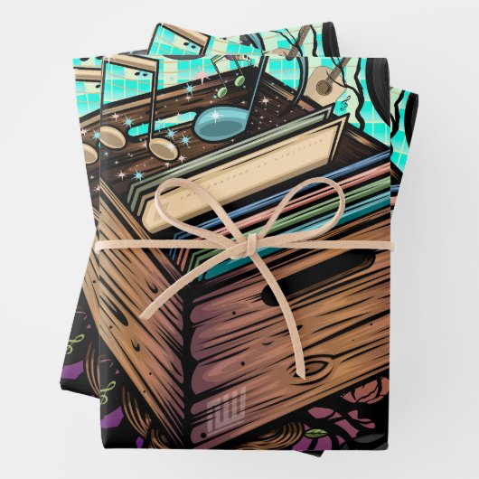 Feuille De Papier Cadeau Vinyl Crate (En situation)