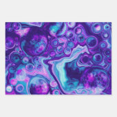 Feuille De Papier Cadeau Violet, Bleu, Marbre rose Fluide Art Anniversaire (Devant 2)