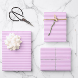 Feuille De Papier Cadeau Violet Clair et Rayures Violet Gris Clair