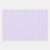 Feuille De Papier Cadeau Violet Clair & Rayures Blanches (Devant)