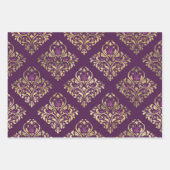 Feuille De Papier Cadeau Violet et Or Paris thème (Devant 2)