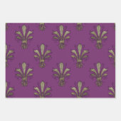 Feuille De Papier Cadeau Violet et Or Paris thème (Devant)