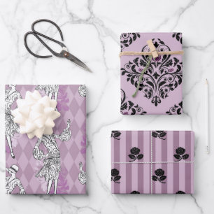 Feuille De Papier Cadeau Violet foncé et noir Paris