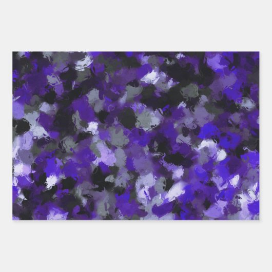 Feuille De Papier Cadeau Violet, gris, noir et bleu Abstrait (Devant 2)