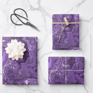 Feuille De Papier Cadeau Violet marbré