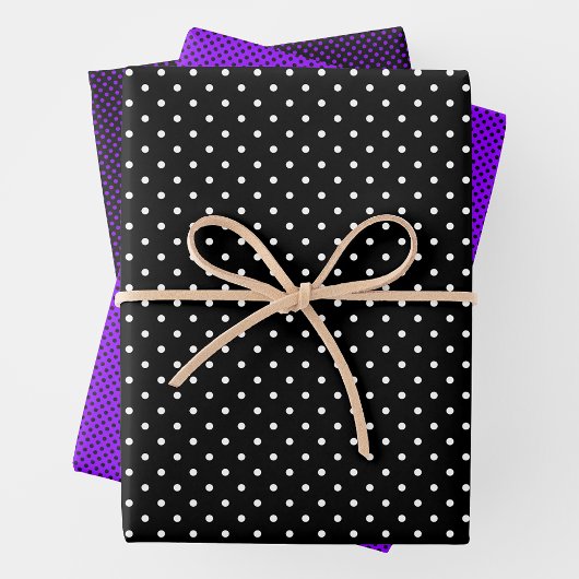 Feuille De Papier Cadeau Violet, Noir & Blanc