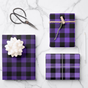 Feuille De Papier Cadeau Violet Ombre Buffalo Plaid Petit