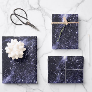 Feuille De Papier Cadeau Violet violet noir galaxie abstraite