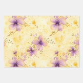 Feuille De Papier Cadeau Violets Gold 50e anniversaire de Mariage (Devant 2)