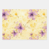 Feuille De Papier Cadeau Violets Gold 50e anniversaire de Mariage (Devant)