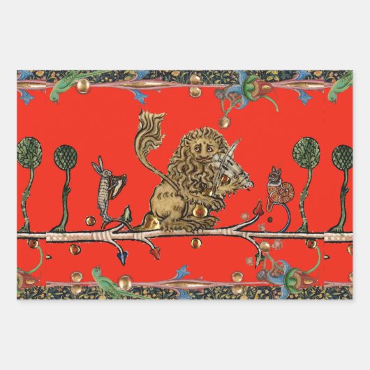 Feuille De Papier Cadeau Violoniste Lion, Hare (Devant 3)