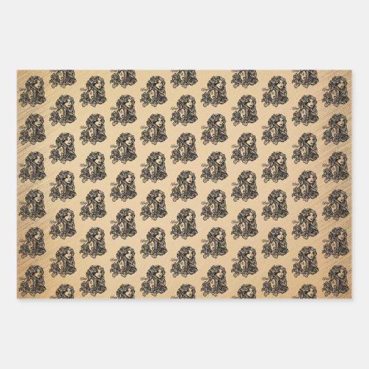 Feuille De Papier Cadeau Virgo Zodiac - Antique Look (Devant)