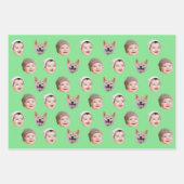 Feuille De Papier Cadeau Visage bébé personnalisé, famille personnalisée 3 (Devant 3)